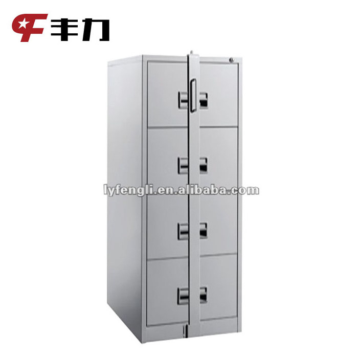 Flat packing KD vertical 4 drawer metal filing cabinet with bar