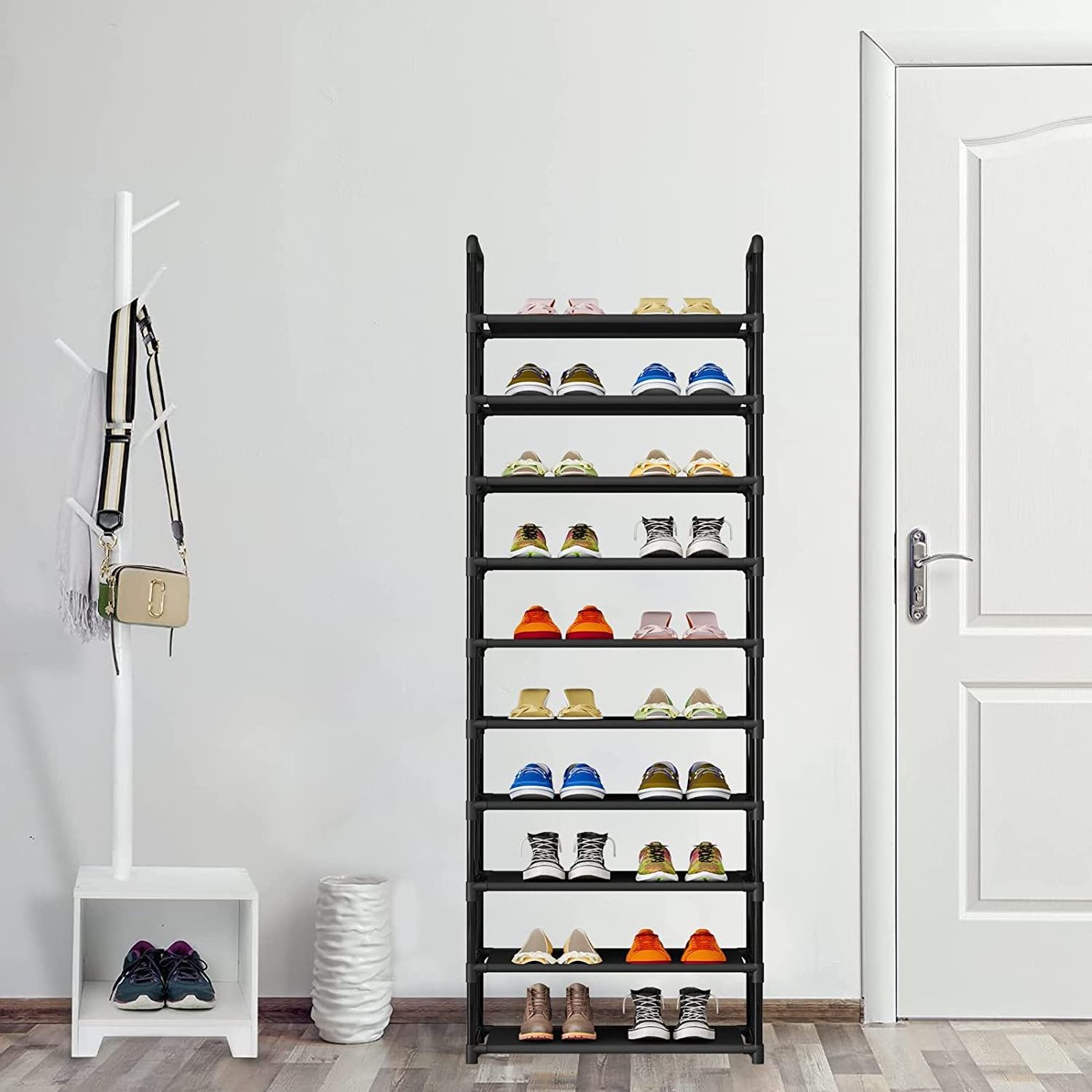 Shoe Rack 10 Tier Sturdy Tall Shoe Rack Metal Shoe Shelf Organizer Stores 17-20 Pairs for Entryway Closet