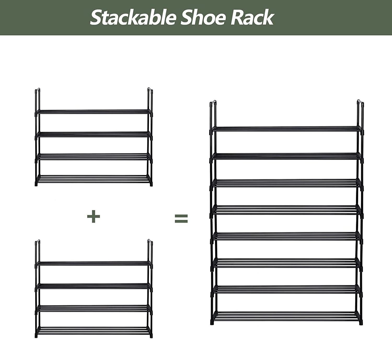 Luxury 4-Tier Metal Sturdy Shoe Organizer 20 Pairs Shoe Shelf for Entryway Closets Garage