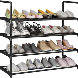 Luxury 4-Tier Metal Sturdy Shoe Organizer 20 Pairs Shoe Shelf for Entryway Closets Garage