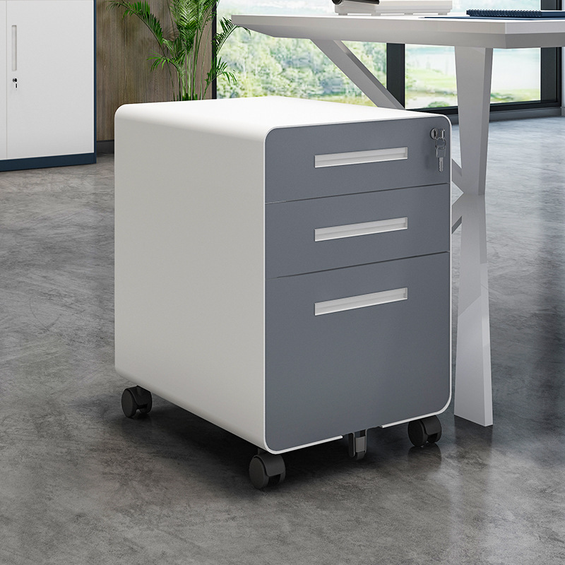 Light gray with  lock office furniture Vertical 4 3 Drawers Metal Filling Cabinet 3 Layer Steel storage metal units file cabinet