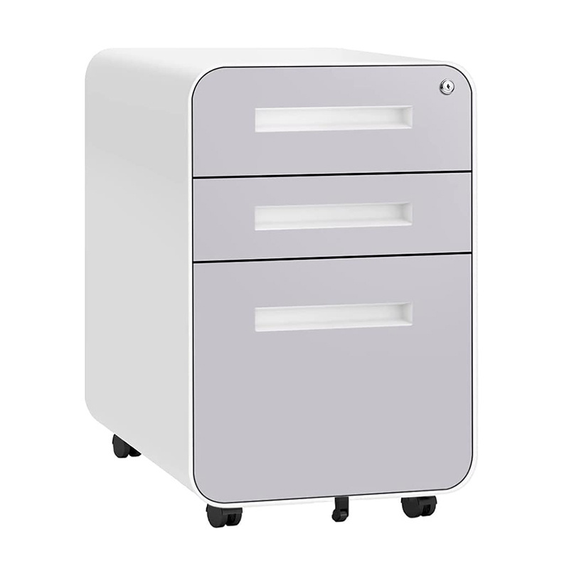 Light gray with  lock office furniture Vertical 4 3 Drawers Metal Filling Cabinet 3 Layer Steel storage metal units file cabinet