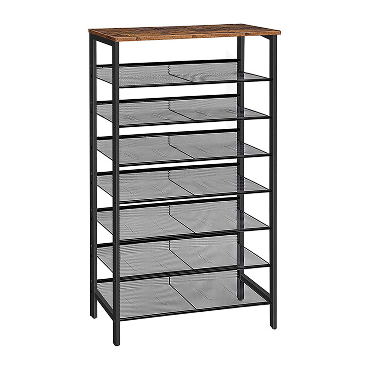 8-Tier Adjustable Metal Shelve Shoe Rack Large Capacity Shoe Shelf Stable and Sturdy Shoe Storage Organizer with Flat and Slant