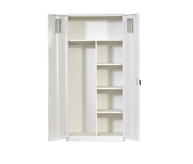 Modern design 2 Door Mirror 5 Shelves bedroom wardrobe closet