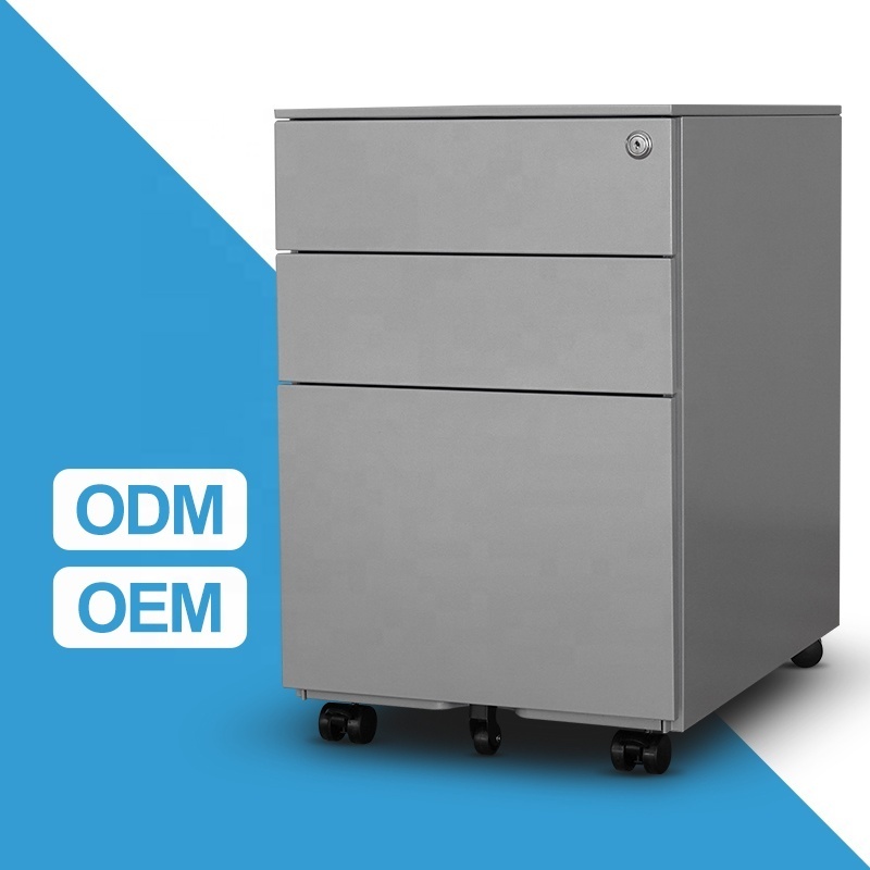 Wholesale Office Under Desk Lockable Movable Cabinet 2 3 Drawers Steel Metal Mobile Pedestal File Mobile Cabinet for Storage