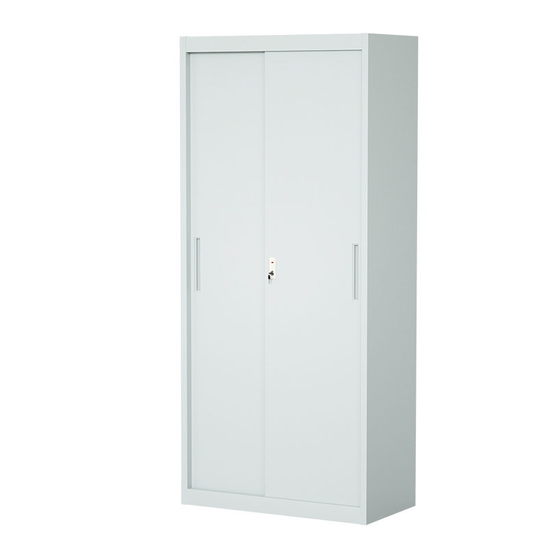 Office Filling Cabinet Metal Cabinet Storage Stainless Steel Cupboard with 2 Sliding doors and 4 shelves