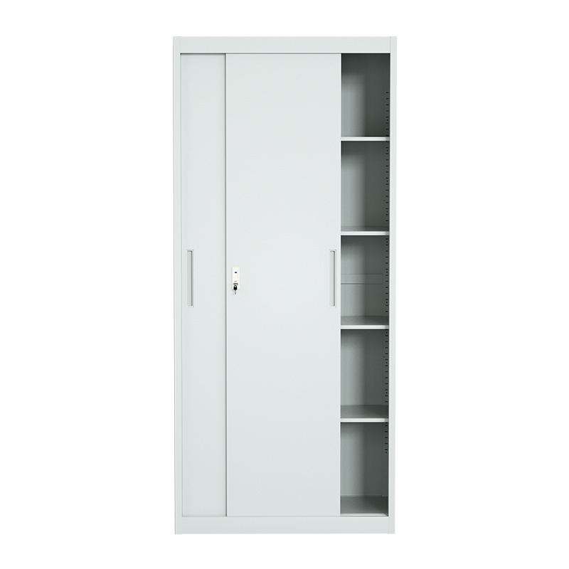 Office Filling Cabinet Metal Cabinet Storage Stainless Steel Cupboard with 2 Sliding doors and 4 shelves