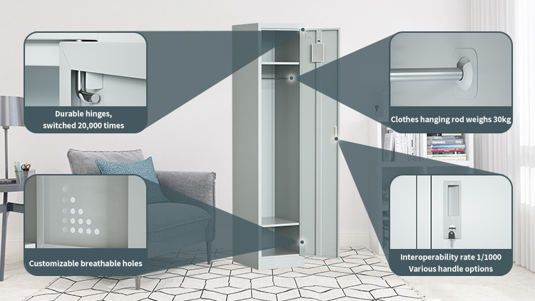 Single Door Locker Metal Cabinet Locker Staff Employee Clothing Steel Locker For changing Room Gym School