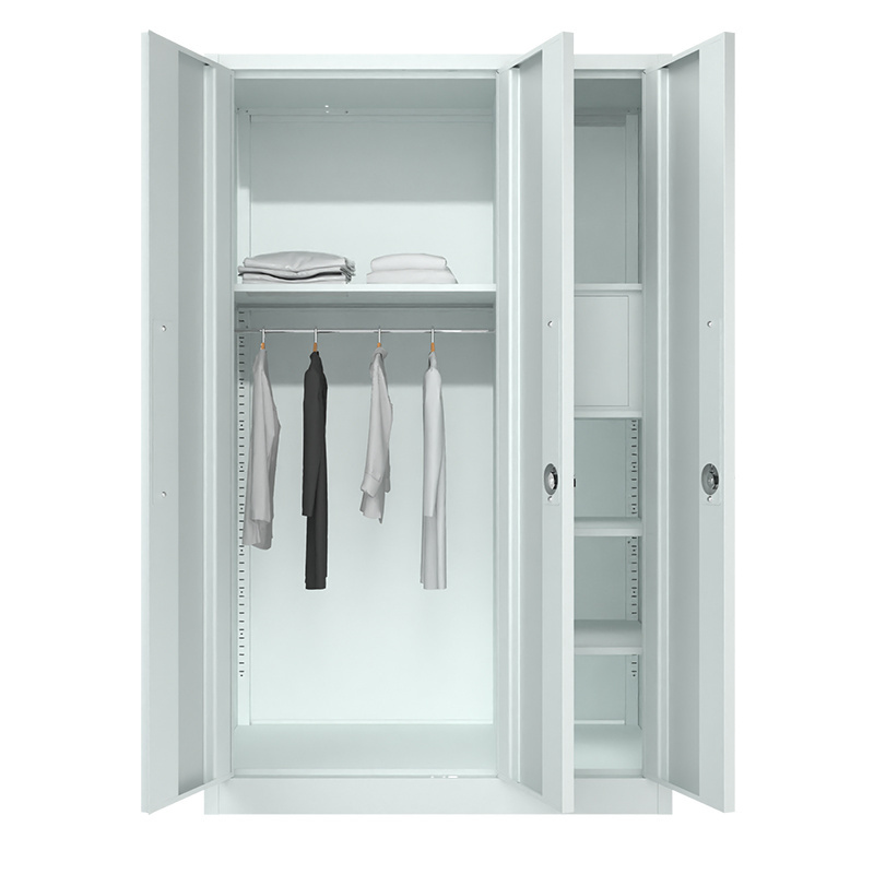 Bedroom Wardrobe Living Room Clothes Storage Closet Metal Wardrobe Steel Locker Wardrobe with 3 silding doors