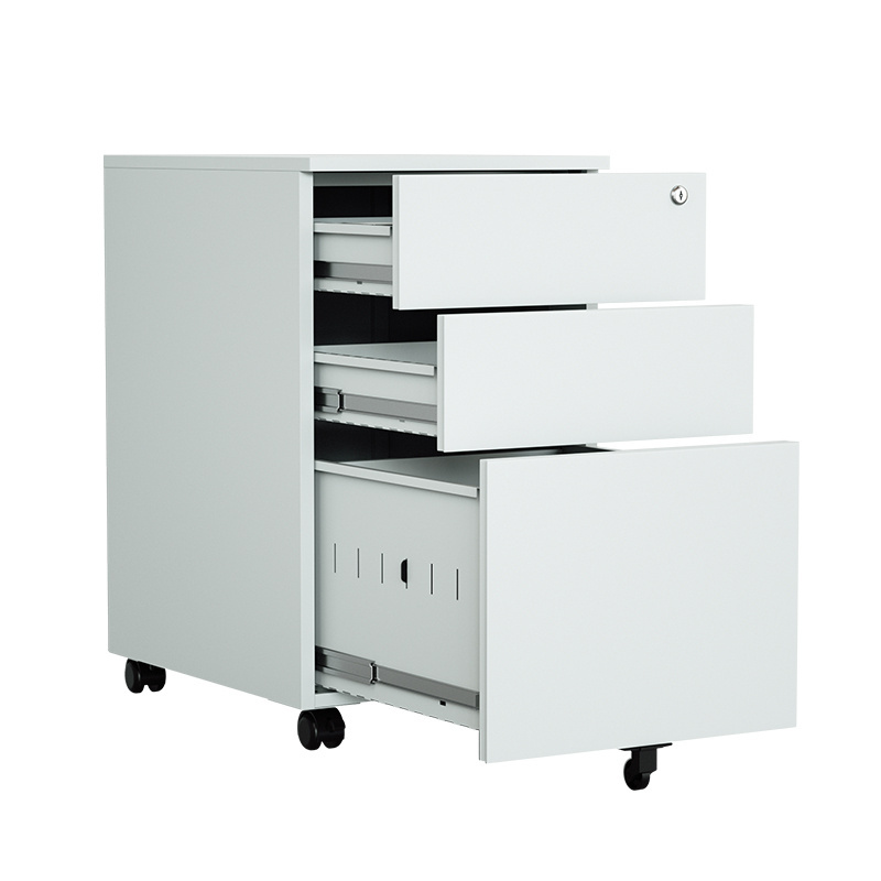 Metal File Cabinet with 3 Drawer Steel Movable Cabinet Mobile Pedestal for office school