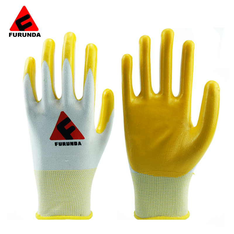 Polyester Coated Oil Wet Grip working gloves Nitrile Palm Dipped work safety glove Women Mechanic Construction