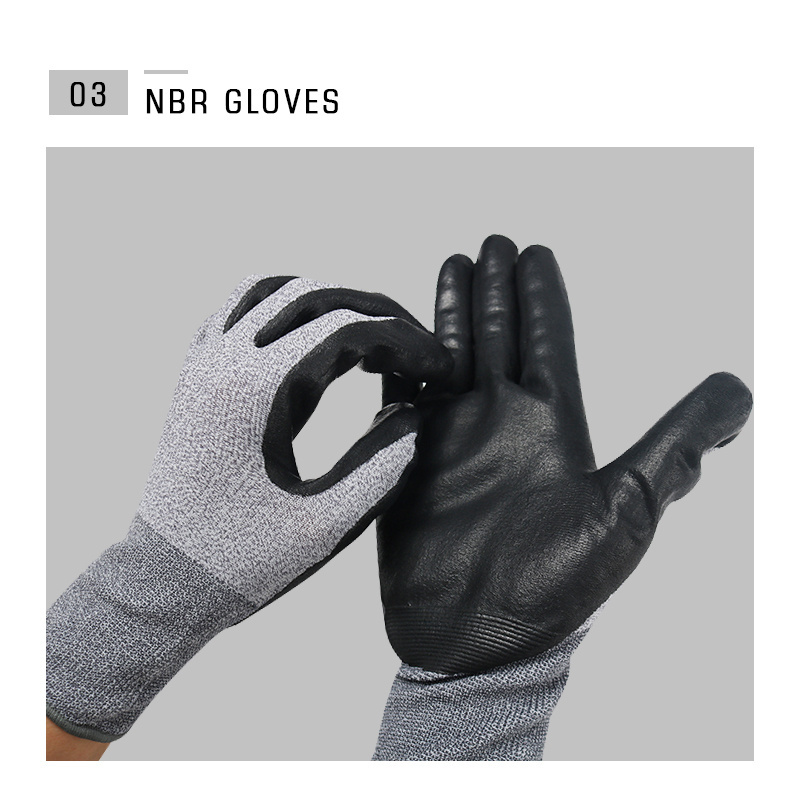 Factory hot sell NBR coated work gloves grip Industrial safety rubber glove construction industrial hand protective