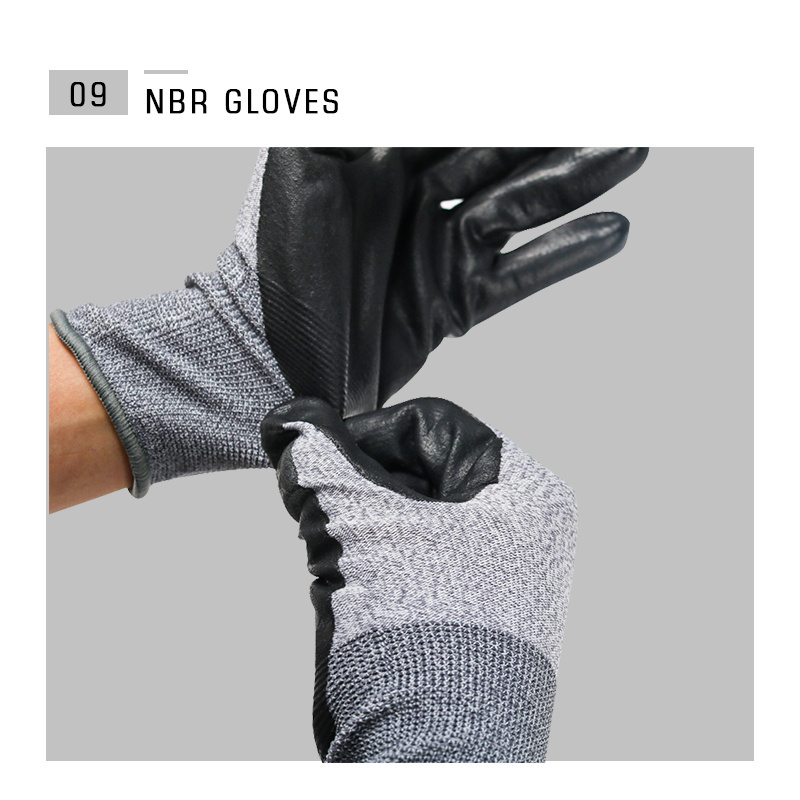 Factory hot sell NBR coated work gloves grip Industrial safety rubber glove construction industrial hand protective