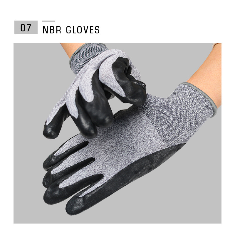 Factory hot sell NBR coated work gloves grip Industrial safety rubber glove construction industrial hand protective