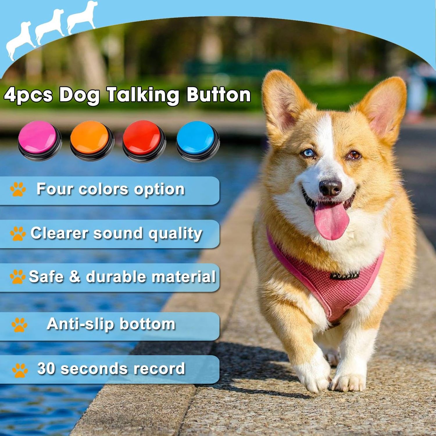 Dog Buttons for Communication Voice Recording Button,Voice Recording Button for Communication Pet Training Buzzer