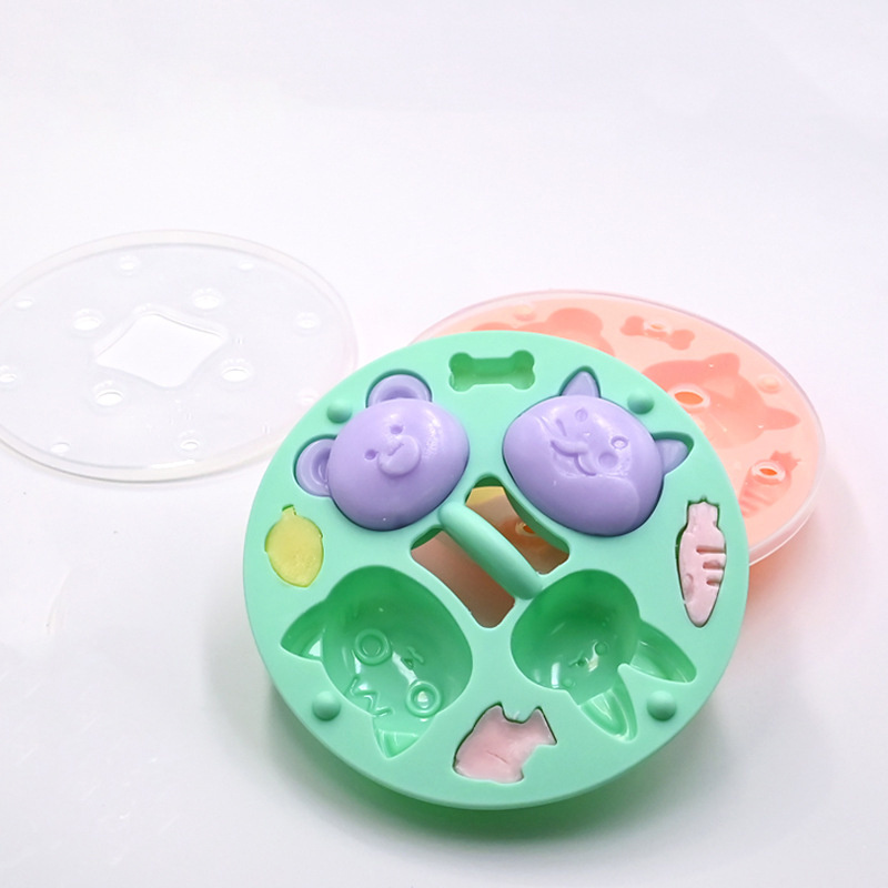 Reusable Cartoon Silicone Food Maker Mold Steamer Cake Baking Flan Mold Homemade Steamed Tray Mold with Lid