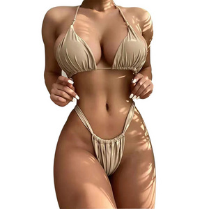 Fashion Show Hot Girl In Beach String Swimwear Transparent Indian Sexi Swimsuit Open Bikini Set