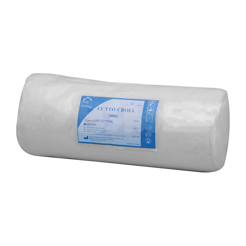 Medical consumable customized 100% pure cotton absorbent cotton wool roll surgical cotton roll