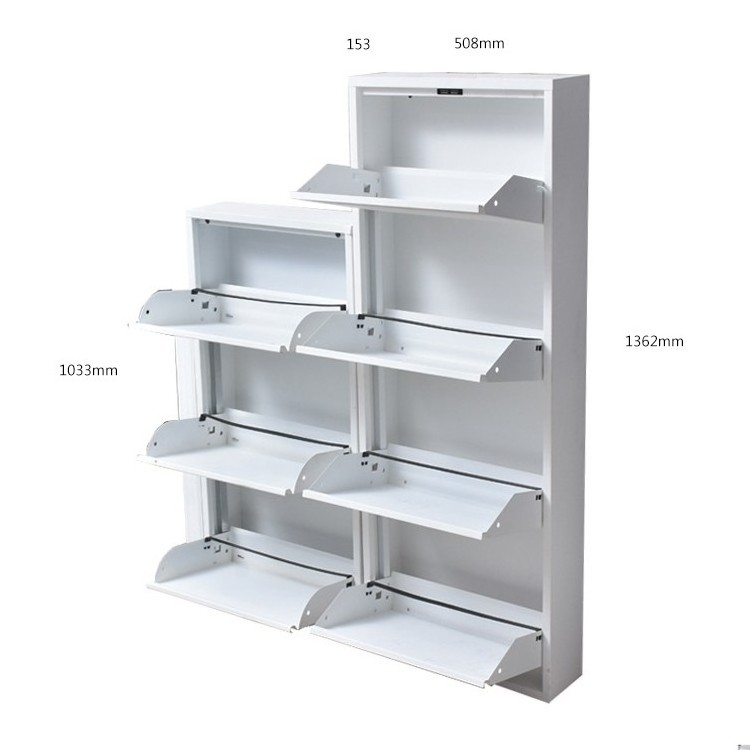 Wall mounted shoe rack cabinet modern 4 drawers metal steel shoe cabinet new design