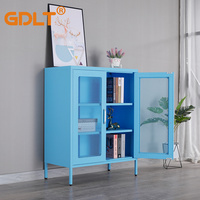 Modern Mesh Door Metal Storage Cabinet Steel colorful cupboard adjustable feet credenza