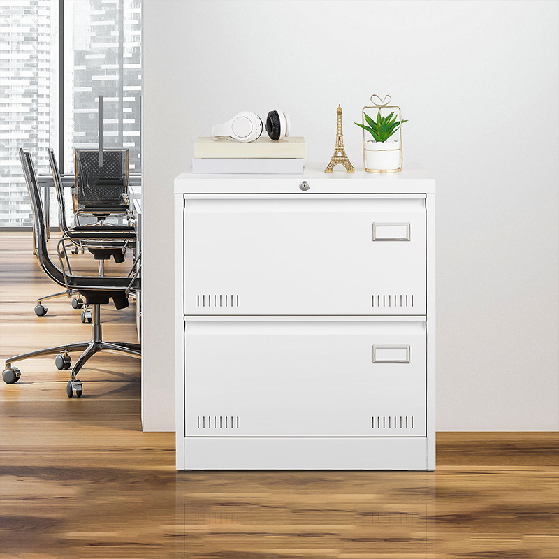 White Filing Cabinets Office Steel Vertical Files Cabinet 2 Drawer Metal Lateral File Cabinet with Lock