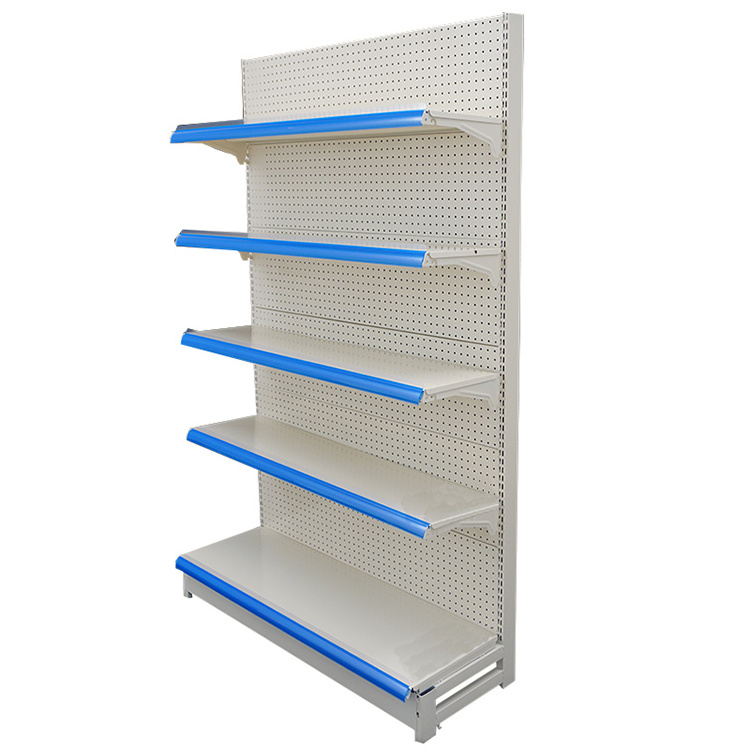 2023 High Quality Adjustable Supermarket Shelves Double Side Wire Mesh Back Store Rack Shelf