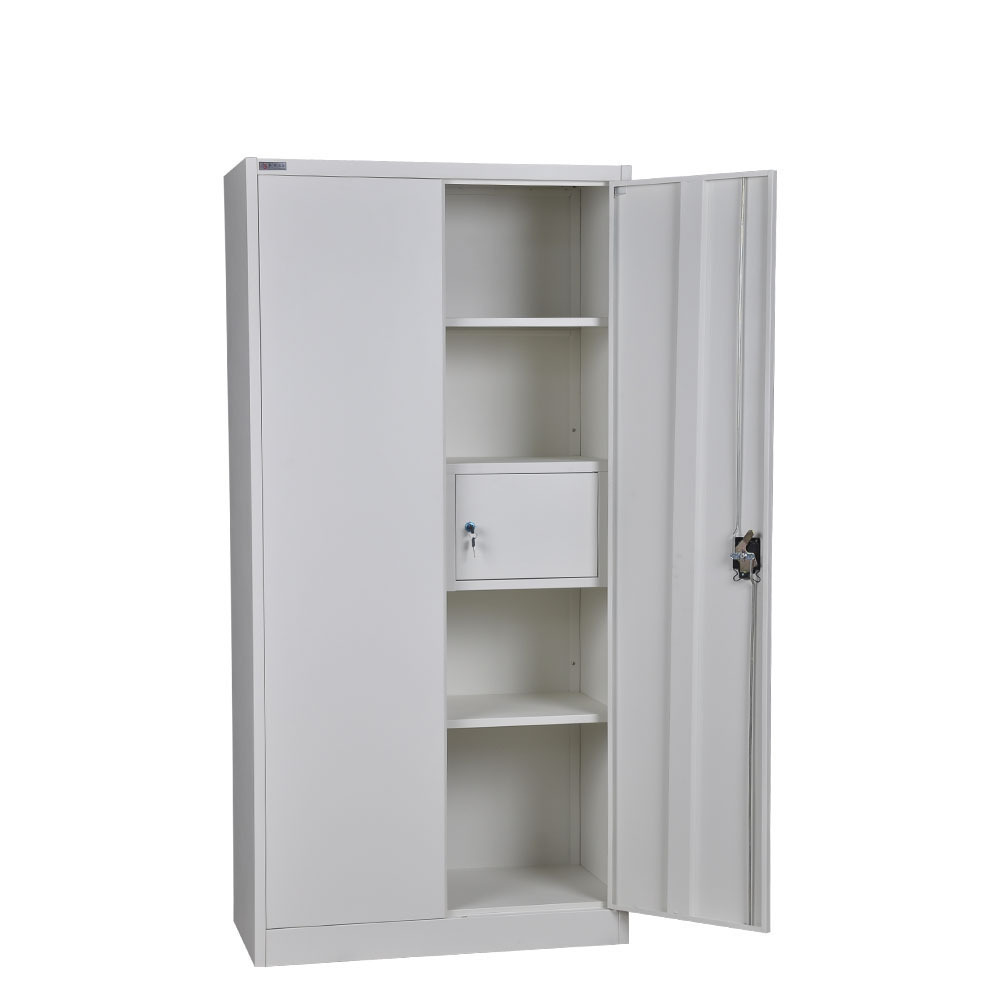 modern style 2 door steel wardrobe locker design with inside safe drawer