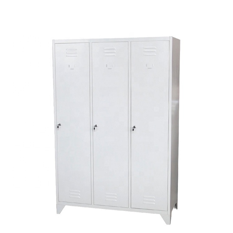 hot sale High Quality steel 3 Door Standing Feet Wardrobe hanging Clothes Metal Wardrobe