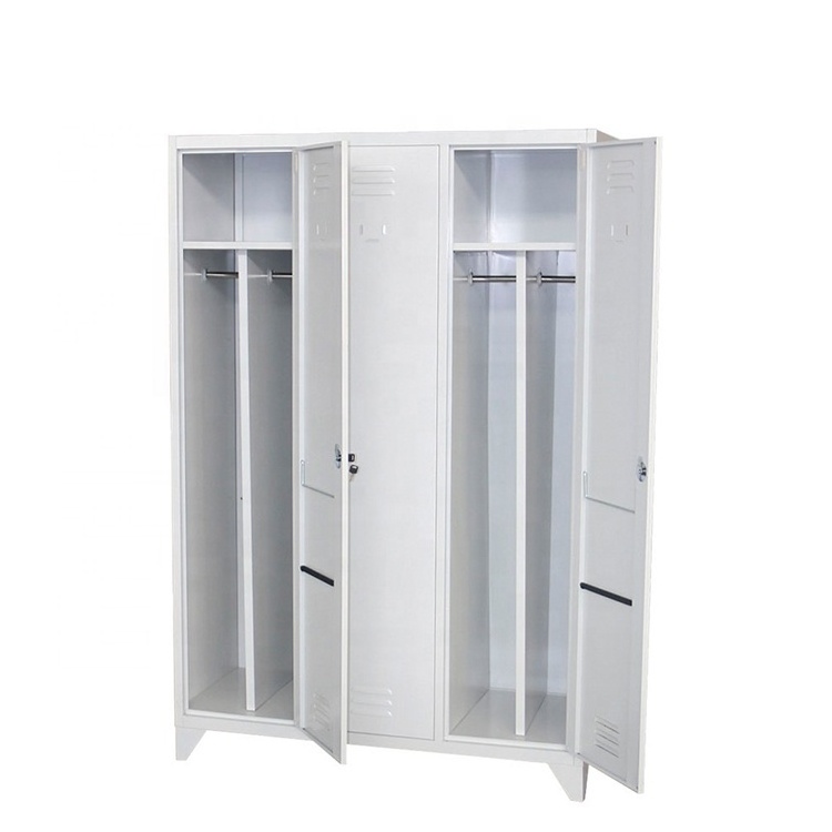 hot sale High Quality steel 3 Door Standing Feet Wardrobe hanging Clothes Metal Wardrobe