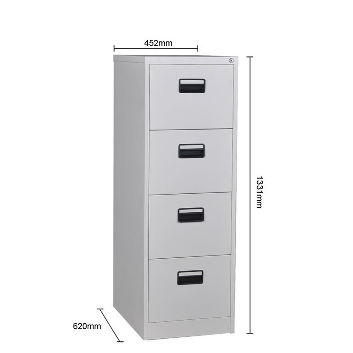 File Cabinet for Hanging Files Plastic Handle Vertical 4 Drawer file cabinet Tall Steel Classic Black Office Furniture