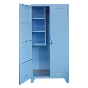 GDLT Cleaning Supplies 2 Door Shelves Cam Locking System Black Steel Janitorial Storage Cabinet lemari alat kebersihan