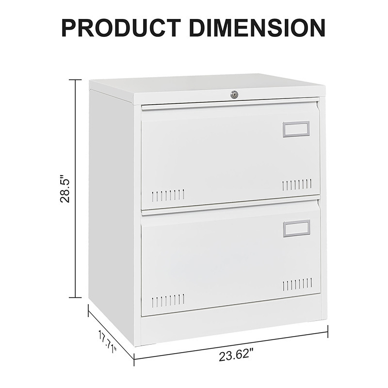 White Filing Cabinets Office Steel Vertical Files Cabinet 2 Drawer Metal Lateral File Cabinet with Lock