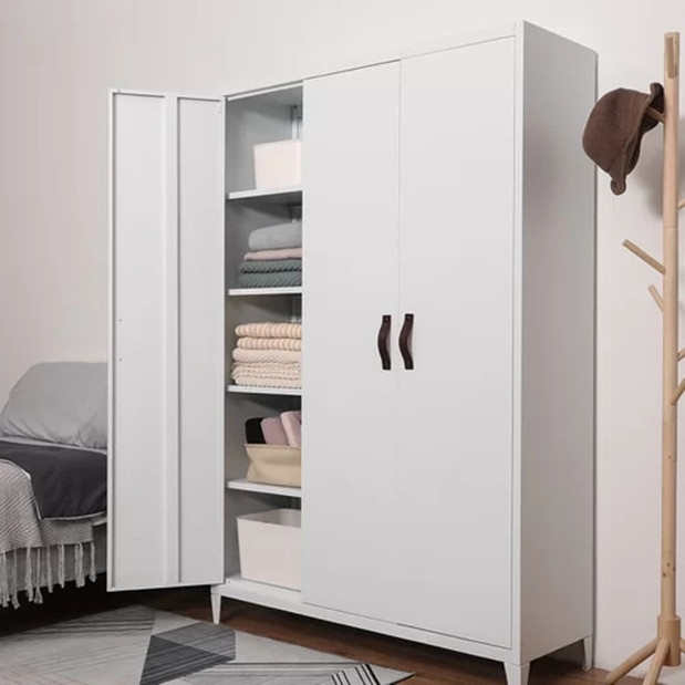 Clothes Cabinet Armoire High Quality 3 Door Steel Wardrobe Design Metal Steel Home Furniture Bedroom Furniture Modern Knock-down