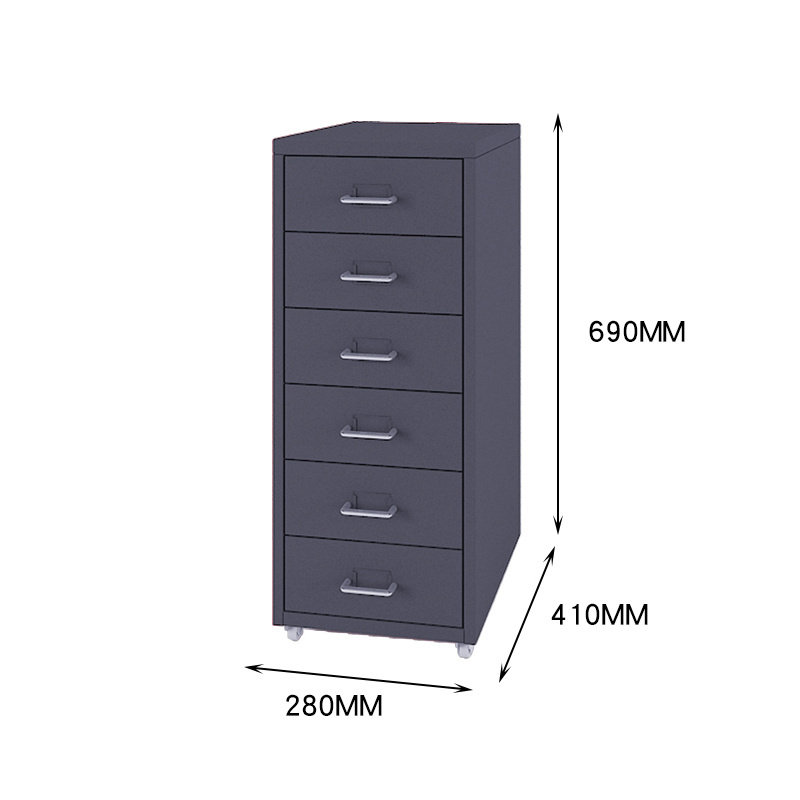 GDLT Modern Steel Metal 6 Vertical Drawer Storage Cabinet with wheels mobile storage drawers