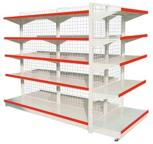 2023 High Quality Adjustable Supermarket Shelves Double Side Wire Mesh Back Store Rack Shelf