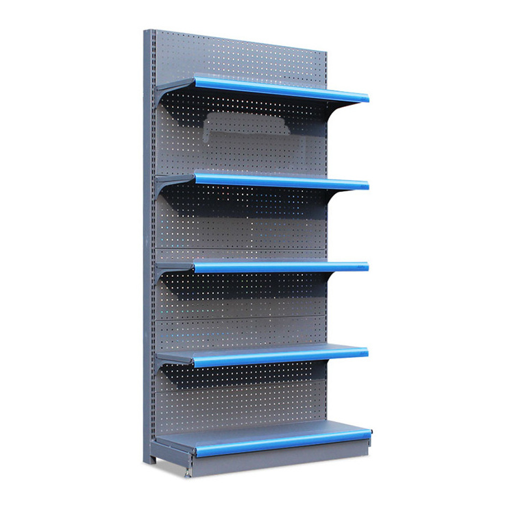 2023 High Quality Adjustable Supermarket Shelves Double Side Wire Mesh Back Store Rack Shelf