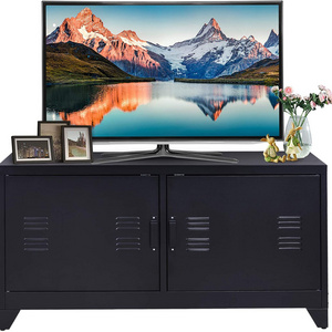 Factory Wholesale TV stand simple fashion TV cabinets with 2 door  black free standing metal stand