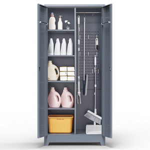 New Design High Quality Metal Kitchen Garage Filling Cabinet  Cleaning Broom Cabinet with Wheels Lockable Metal Tool Cabinet