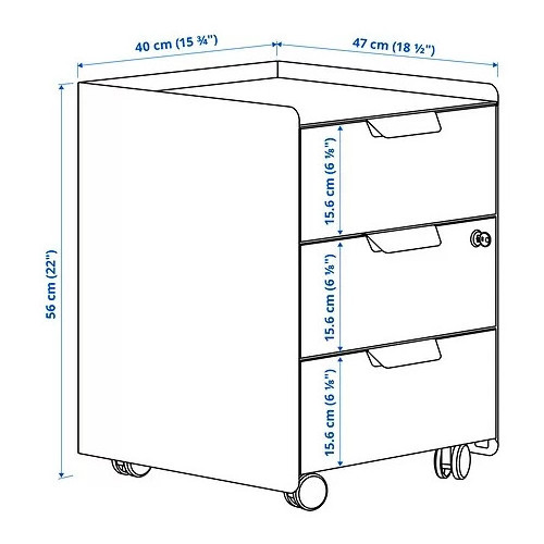 New Steel Drawer Unit w 3 Drawers on Castors Under Desk Storage Mobile Pedestal