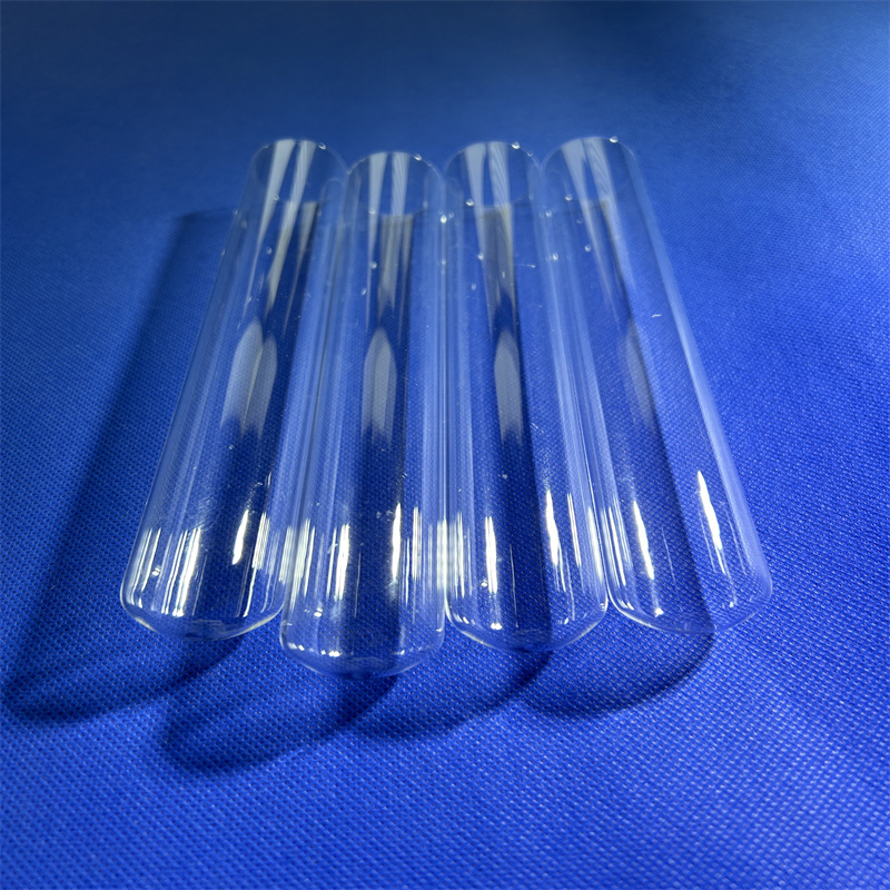 Customized One End Round Bottom Quartz Glass Tube silica quartz flask oil burner glass pipes for lab