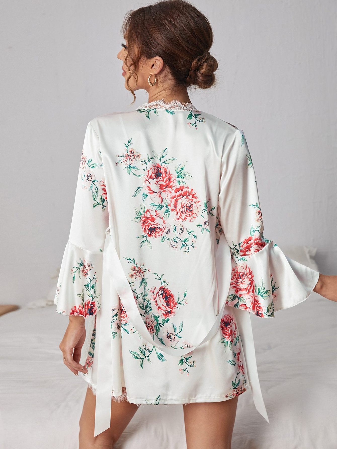 Sexy Mature Night Robe Lingerie Women Long Sleeve Pajamas Bathrobe Plus Size Women's Sleepwear