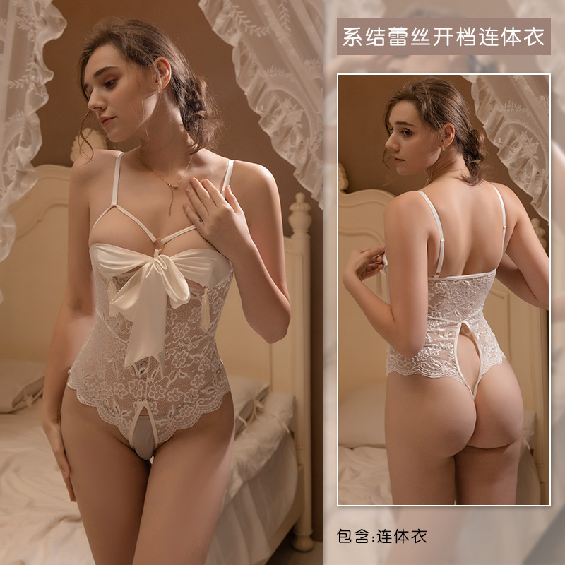 Lace sexy lingerie halter nightdress princess seductive sexy uniform pajamas see-through sexy underwear