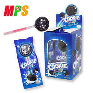 New product delicious fluorescent lollipop oreo cookie lollipop with glow stick