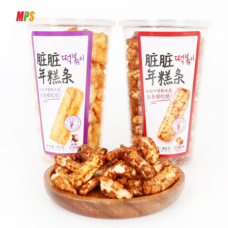 Korean Snacks Roasted Rice Crackers Brown Sugar Flavored Rice Cake Strips Healthy Grain Snacks