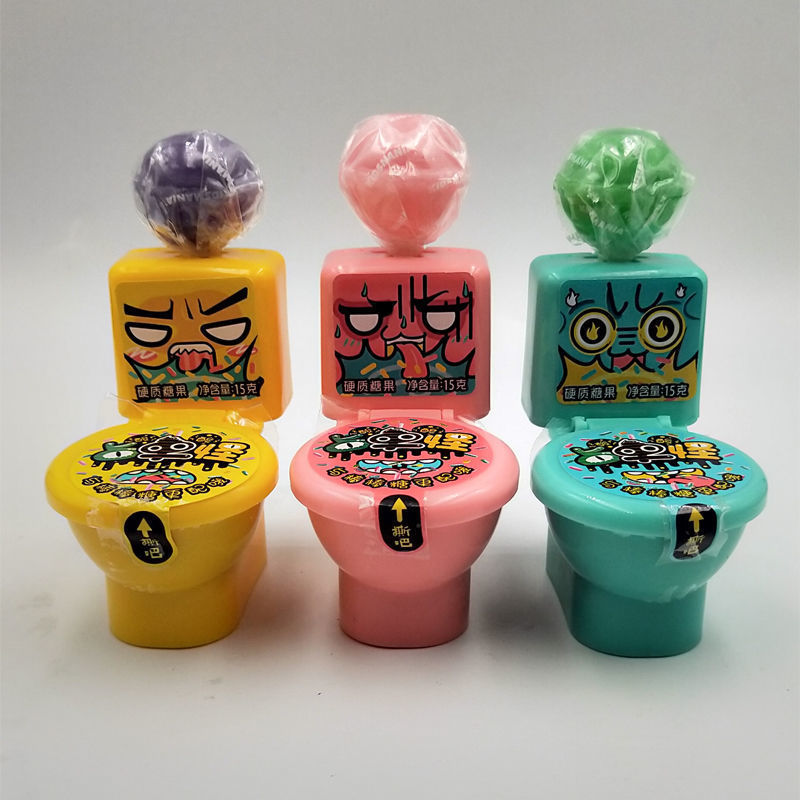 Low Price Custom Hot Sale Novelty Toilet Toy Packing Sweet Lollipop With Sour Powder Candy