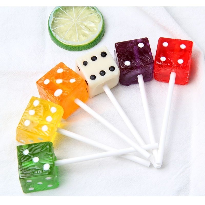 Wholesale Strawberry Flavored DICE POPS With Light Sticks Gourmet Lollipops