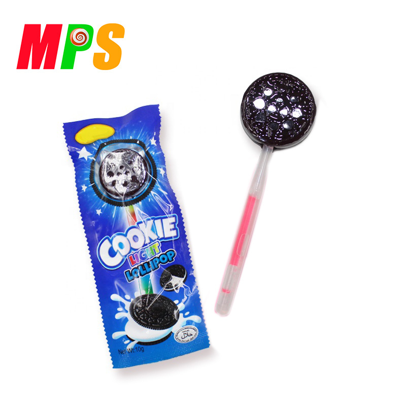 New product delicious fluorescent lollipop oreo cookie lollipop with glow stick