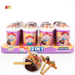 Factory OEM Delicious Kids Cracker Sticks With Chocolate Jam Cup Finger Biscuits Dip Chocol Candies