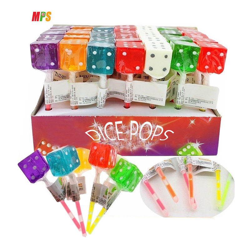 Wholesale Strawberry Flavored DICE POPS With Light Sticks Gourmet Lollipops