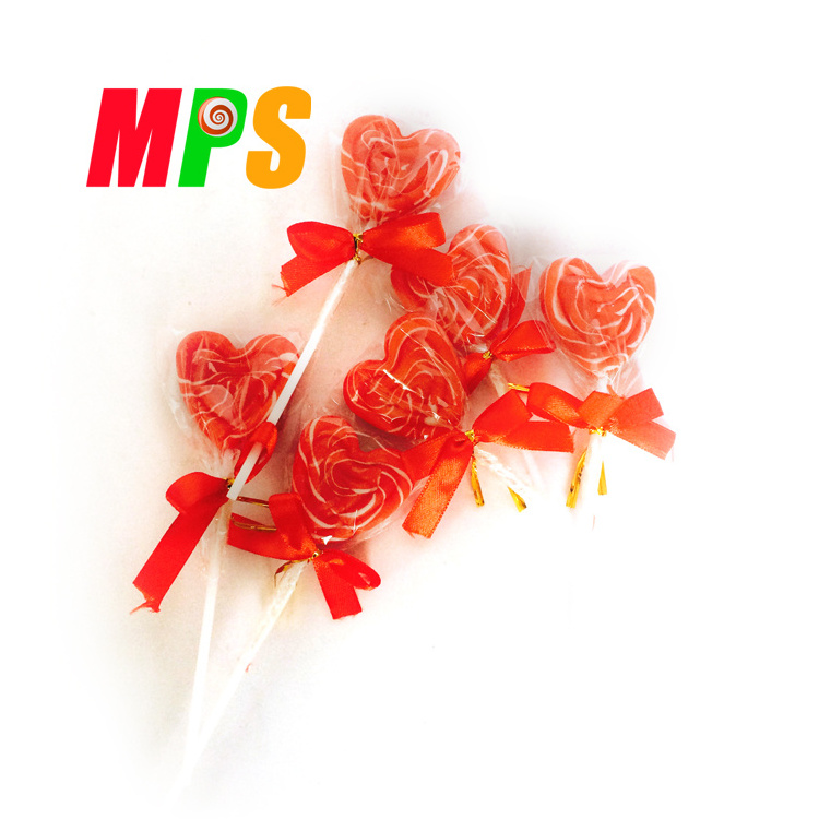 Heart Shape Red Color Sweet Hard Lollipops Candy